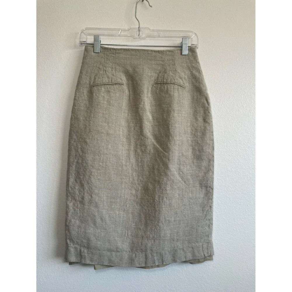Joseph Vincent 100% Linen Pencil Skirt Women Size 8 Beige Knee Length - Picture 2 of 9